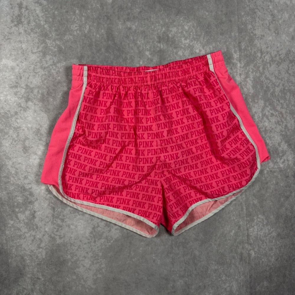 Pink Victorias Secret Logo Athletic Running Shorts Women Small Hot Pink Coquette
